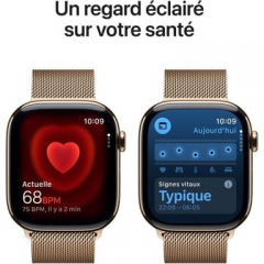 Apple - Watch Series 11 (2025) GPS + Cellular, caja de titanio dorado de 46 mm con correa milanesa, dorado - M/L - Nuevo