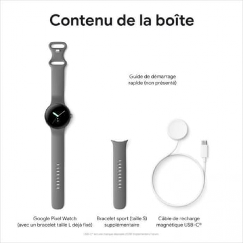 Google - Google Pixel Watch AMOLED 41 mm Pantalla táctil digital Plata Wifi GPS (satélite) - Nuevo