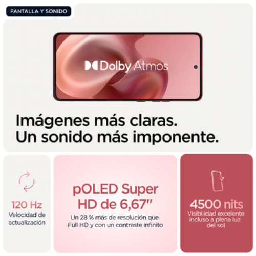 Motorola - Motorola moto g86 5G 16,9 cm (6.67") SIM doble Android 15 USB Tipo C 8 GB 256 GB 5200 mAh Rosa - Nuevo