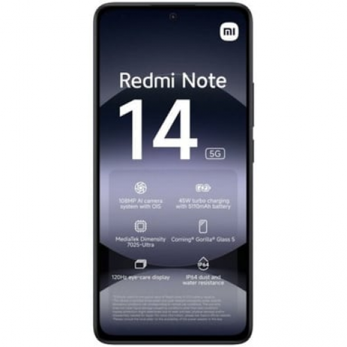 Xiaomi - Xiaomi Redmi Note 14 5G 16,9 cm (6.67") Ranura híbrida Dual SIM USB Tipo C 6 GB 128 GB 5110 mAh Negro - Nuevo