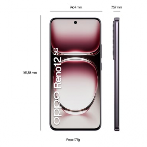 Oppo - OPPO Reno12 (5G) 256 GB, Negro - Nuevo