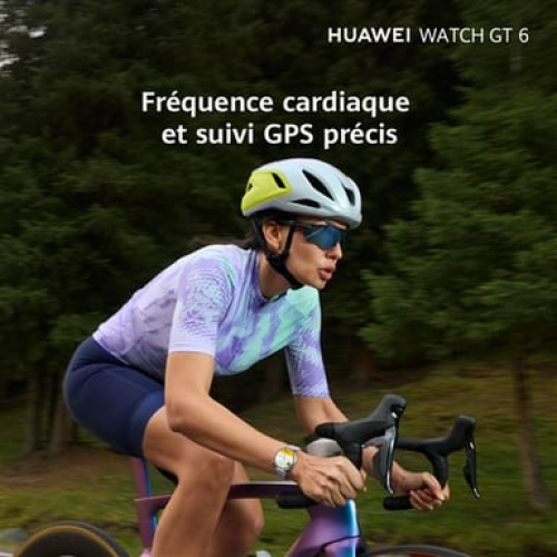 Huawei - Watch GT6 GPS - Caja de acero inoxidable plateada de 41 mm con correa de tela marrón - Nuevo