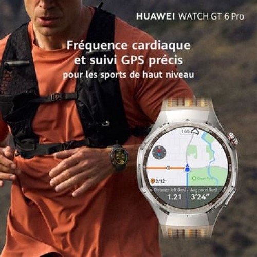 Huawei - Watch GT6 Pro GPS - Caja de titanio plateado de 46 mm con correa de tela tejida, marrón - Nuevo