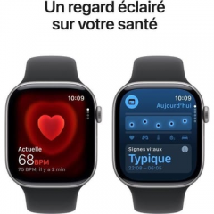 Apple - Watch Series 11 (2025) GPS 46 mm, caja de aluminio gris espacial con correa deportiva, negro - S/M - Nuevo