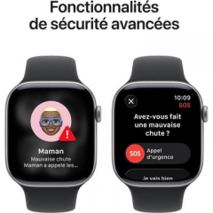 Apple - Watch Series 11 (2025) GPS 46 mm, caja de aluminio gris espacial con correa deportiva, negro - S/M - Nuevo