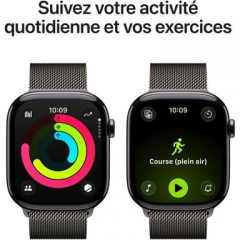 Apple - Watch Series 11 (2025) GPS + Cellular, caja de titanio color pizarra de 46 mm con correa milanesa, negro - M/L - Nuevo