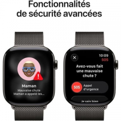 Apple - Watch Series 11 (2025) GPS + Cellular, caja de titanio color pizarra de 46 mm con correa milanesa, negro - M/L - Nuevo