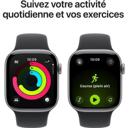 Apple - Watch Series 11 (2025) GPS + Cellular - Caja de aluminio gris espacial de 42 mm con correa deportiva, color negro - S/M - Nuevo