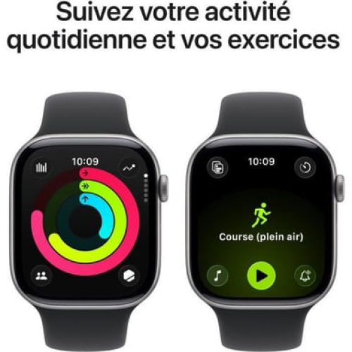 Apple - Watch Series 11 (2025) GPS + Cellular, caja de aluminio gris espacial de 46 mm con correa deportiva, negro - M/L - Nuevo