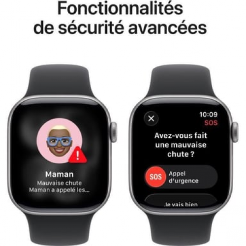 Apple - Watch Series 11 (2025) GPS 42 mm, caja de aluminio gris espacial con correa deportiva, negro - S/M - Nuevo