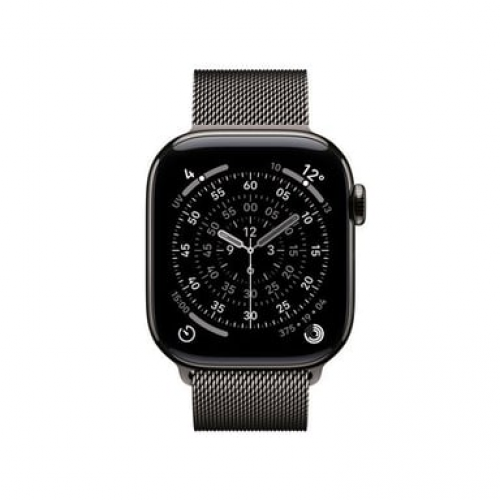 Apple - Watch Series 11 (2025) GPS + Cellular, caja de titanio color pizarra de 42 mm con correa milanesa, color negro - Nuevo