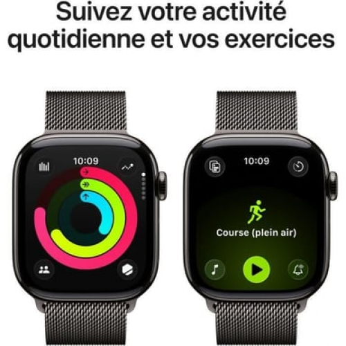 Apple - Watch Series 11 (2025) GPS + Cellular, caja de titanio color pizarra de 42 mm con correa milanesa, color negro - Nuevo