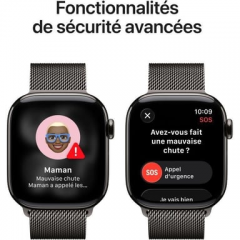 Apple - Watch Series 11 (2025) GPS + Cellular, caja de titanio color pizarra de 42 mm con correa milanesa, color negro - Nuevo