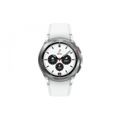 Samsung - Galaxy Watch4 Classic 42mm Caja Plateada - Super AMOLED - Bluetooth + 4G - Correa Blanca - Nuevo