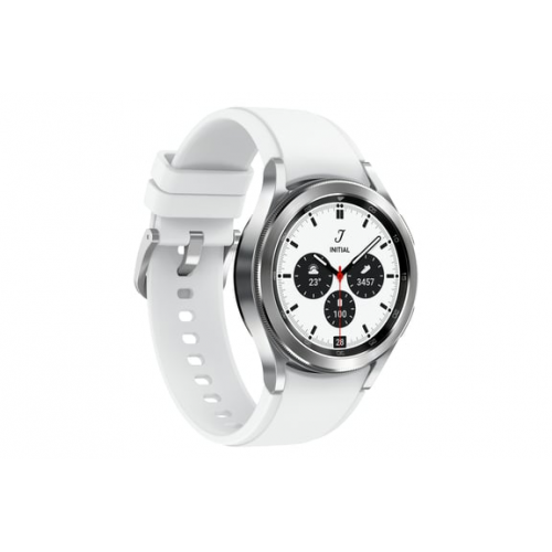 Samsung - Galaxy Watch4 Classic 42mm Caja Plateada - Super AMOLED - Bluetooth + 4G - Correa Blanca - Nuevo