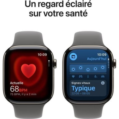 Apple - Watch Series 11 (2025) GPS + Cellular, caja de titanio natural de 42 mm con correa deportiva, gris - M/L - Nuevo