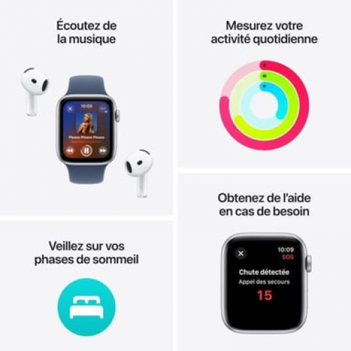 Apple - Apple Watch SE OLED 44 mm Digital 368 x 448 Pixeles Pantalla táctil Negro Wifi GPS (satélite) - Nuevo